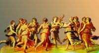 · Apolo y las 9 Musas: Calíope, Clío, Erato, Euterpe, Melpómene, Polimnia, Talía, Terpsícore y Urania